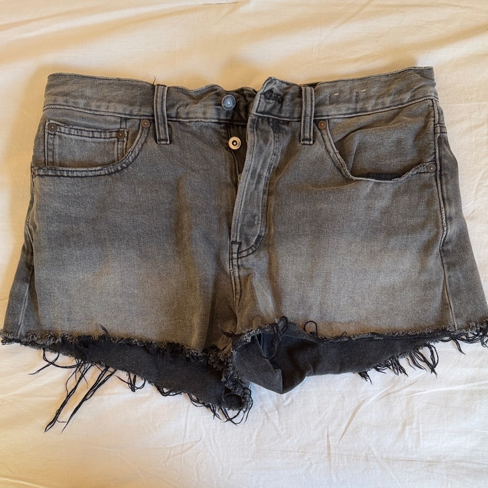 Madewell Black Relaxed Denim Fringe Shorts Size 29